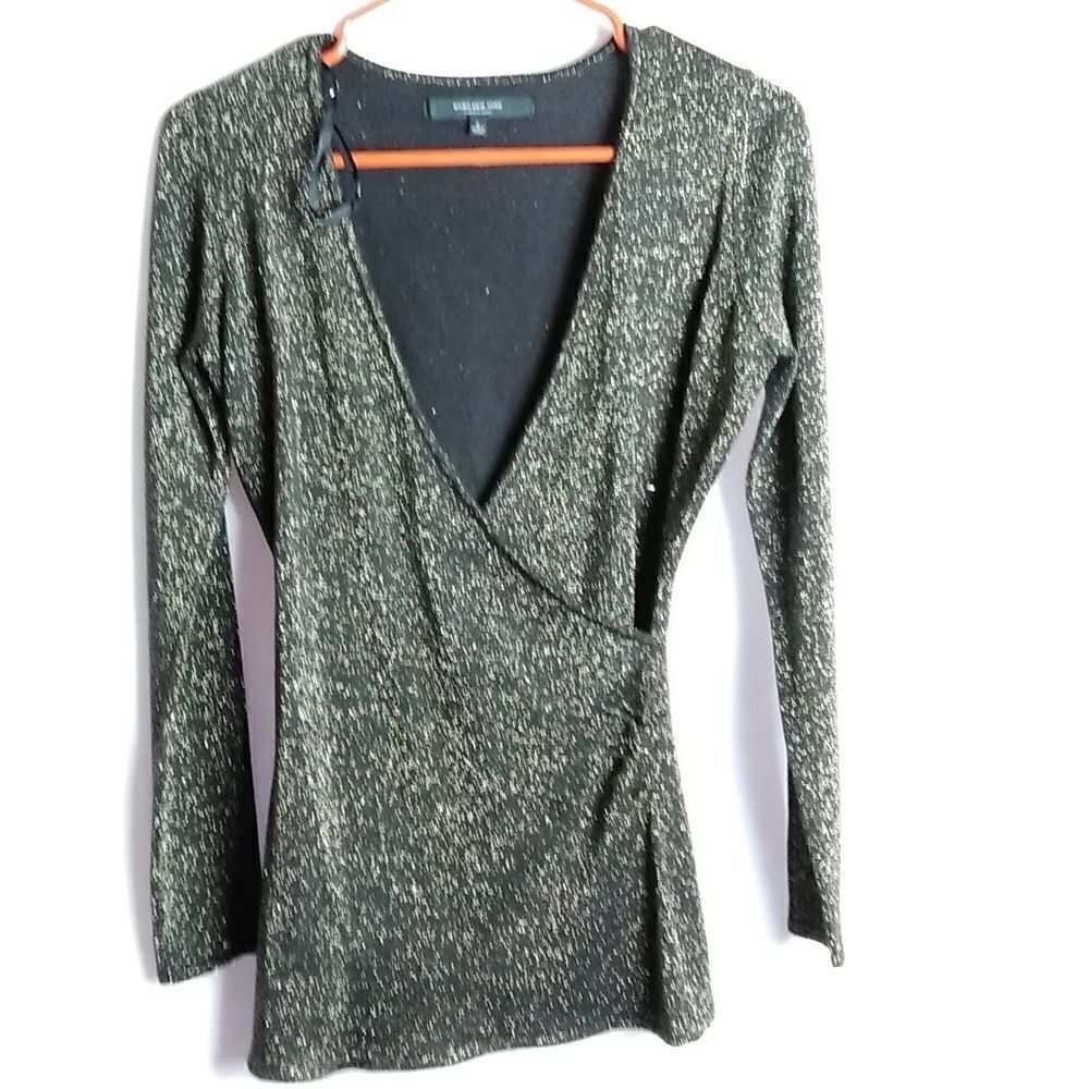 Andrew Marc cross front sparkling sweater